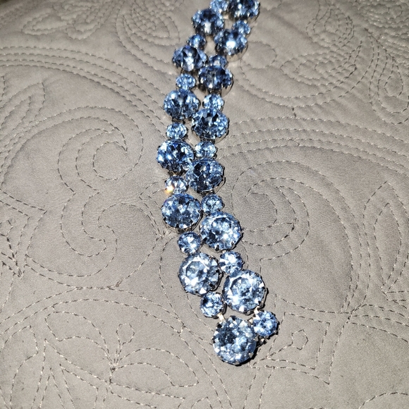 Vintage Weiss Blue Rhinestone Bracelet - Picture 4 of 7